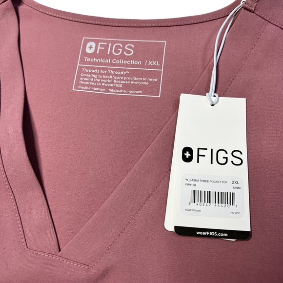 Figs Casma Three-Pocket Scrub Top New with Tags in Mauve size 2XL - Picture 5 of 7